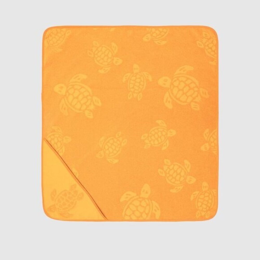 NWT! VILEBREQUIN Baby Beach Towel Turtle Jacquard Solid in Yellow Orange Curry